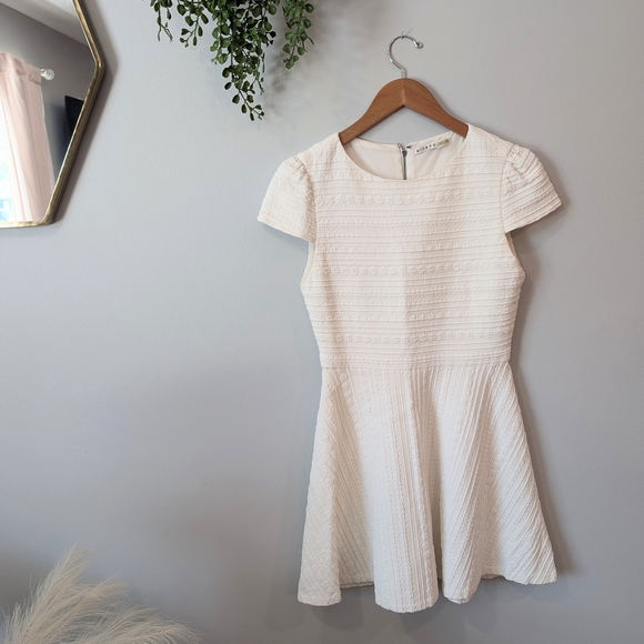 Alice + Olivia White Ribbed Fit and Flare Mini Dress - Picture 1 of 9